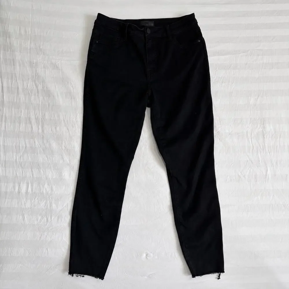 KUT From The Kloth Donna Fab Ab Ankle Skinny Jeans Black Raw Hem Size 8